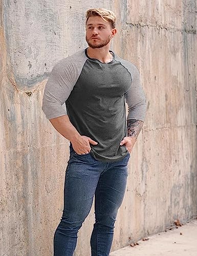 GYMAPE Mens Tapered Henley Shirts with Raglan 3/4 Sleeve3