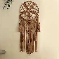 Vista 4 de Tapiz de atrapasueños, bohemio, macramé, tejido de algodón, hecho a mano, arte bohemio con borlas, adorno para dormitorio, sala de estar