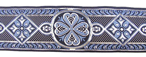 10u00a0M Medieval Borte webband 50u00a0mm de ancho color: azul de plata de 1u00a0a de mercancías 50004u00a0corta de BLSI