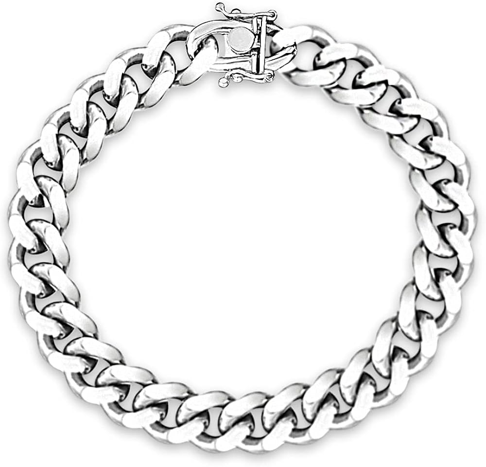 men's cuban link chain bracelet in sterling silver