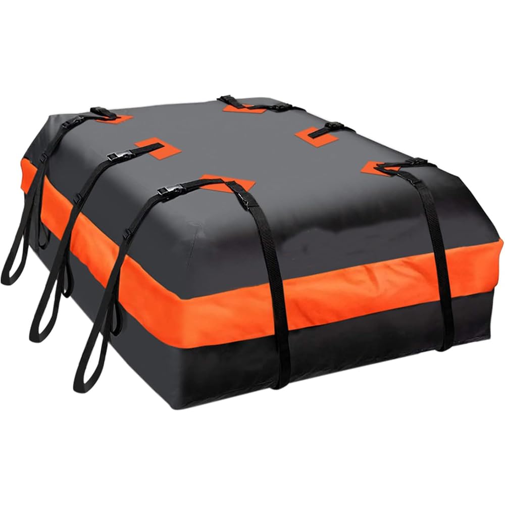 Automaze Car Roof Bag Rooftop top Cargo Carrier Bag 20 Cubic feet Waterproof for All Cars with/Without Rack, Includes Anti-Slip Mat, 10 Reinforced Straps, 6 Door Hooks