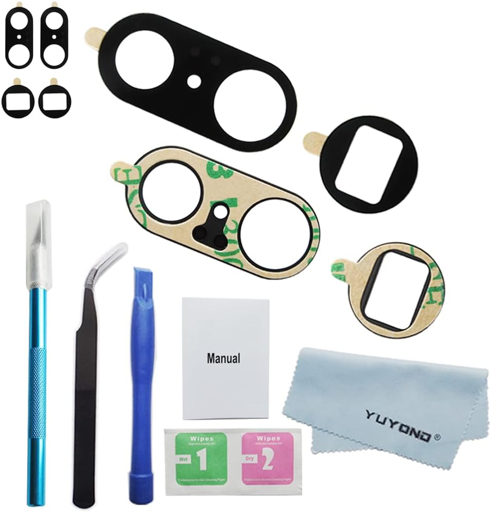 4pcs(2 Set) OEM Original Rear Back Camera Glass Lens Replacement for Google Pixel 7 Pro Adhesive Preinstalled with Repair Tools Kit and Installation Manual (for Pixel 7 Pro 6.7")