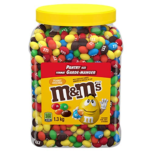 M&M’S Peanut Candy Jars, Assorted Chocolate Candies, Party Size Bulk, Movie Night Treats, Bulk Chocolate Candy, Buffet Chocolates, Resealable and Recyclable, 46 Oz (Pack of 2) (92 Oz Total)