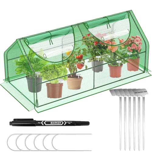 Image of 6x3x3Ft Portable Greenhouse for Outside, Small Green House with Mesh Vents