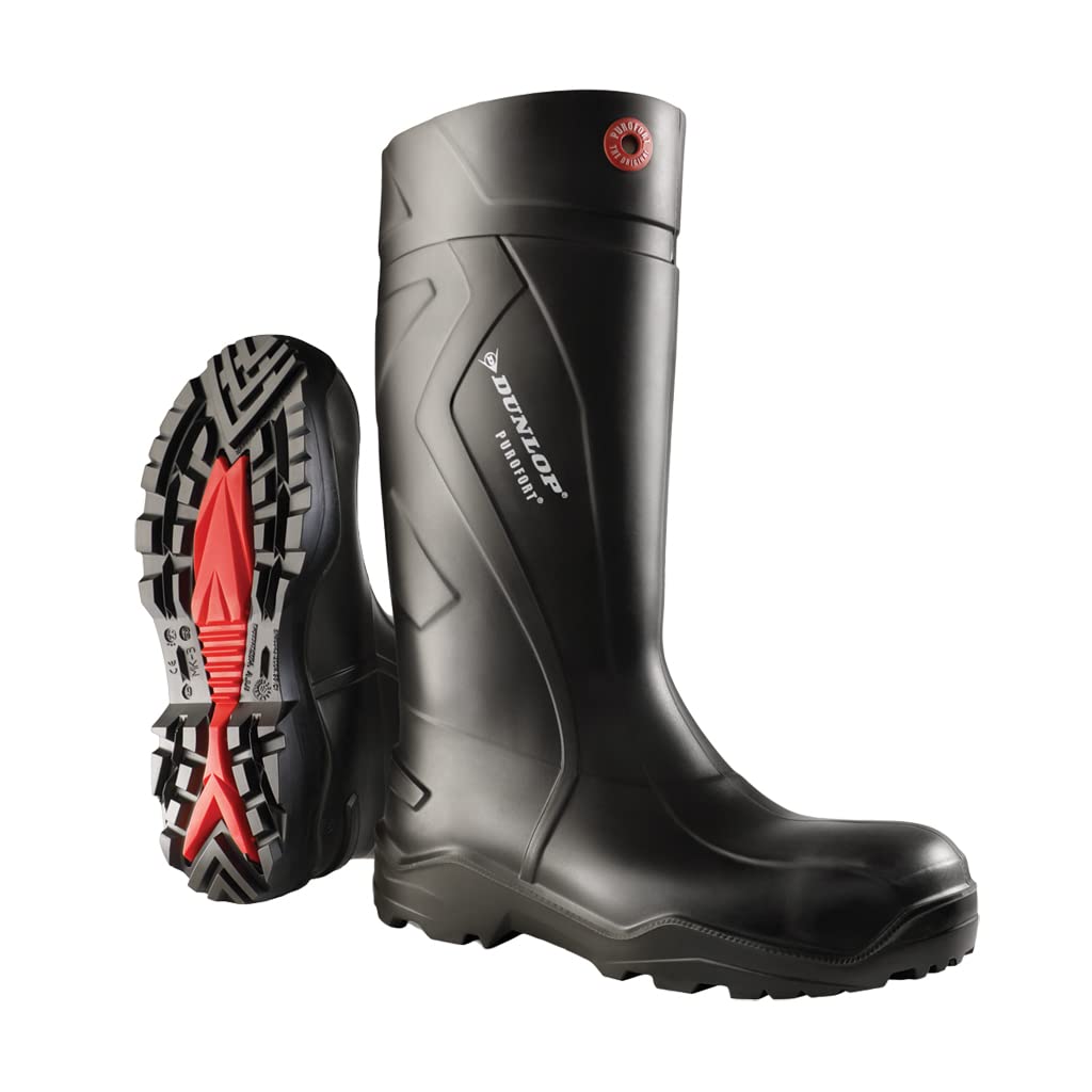 DUNLOP Purofort+ Bottes de sécurité hommes et femmes - Bottes de travail embout en acier – Imperméable & Antiderápant – Léger -Résistant aux produits chimiques - Isolé - Noir – Pointures 49/50