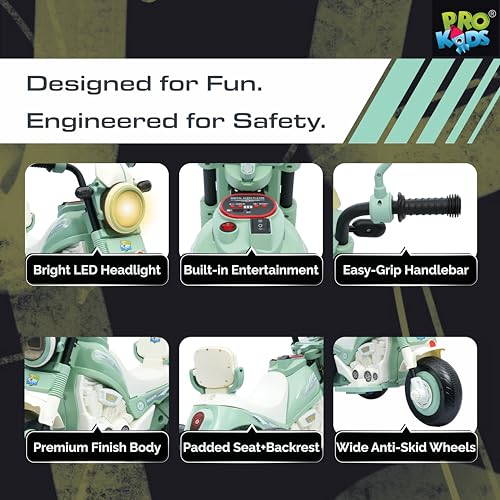 Image of PRO KIDS S500 Rechargeable Electric Kids Bike with Bluetooth, USB, AUX, Music & LED | Ride-On Bike for Boys & Girls (1.5-4 Years) | 6V Battery Powered | Foot Accelerator