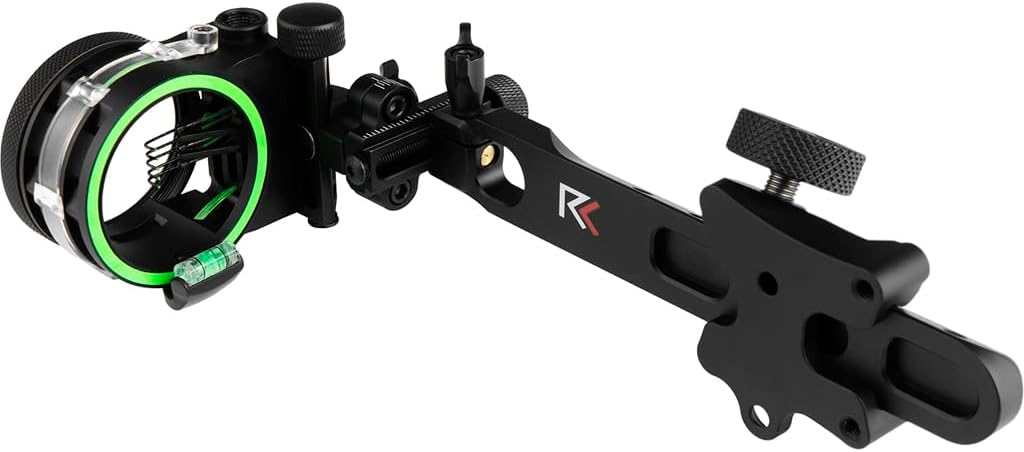 RL-3 Five Pin Dovetail Bow Sight - .019 Fiber Pin with 1st & 2nd Axis Adjustments and Enclosed Fiber Optic Ring - Black - Right Handed
