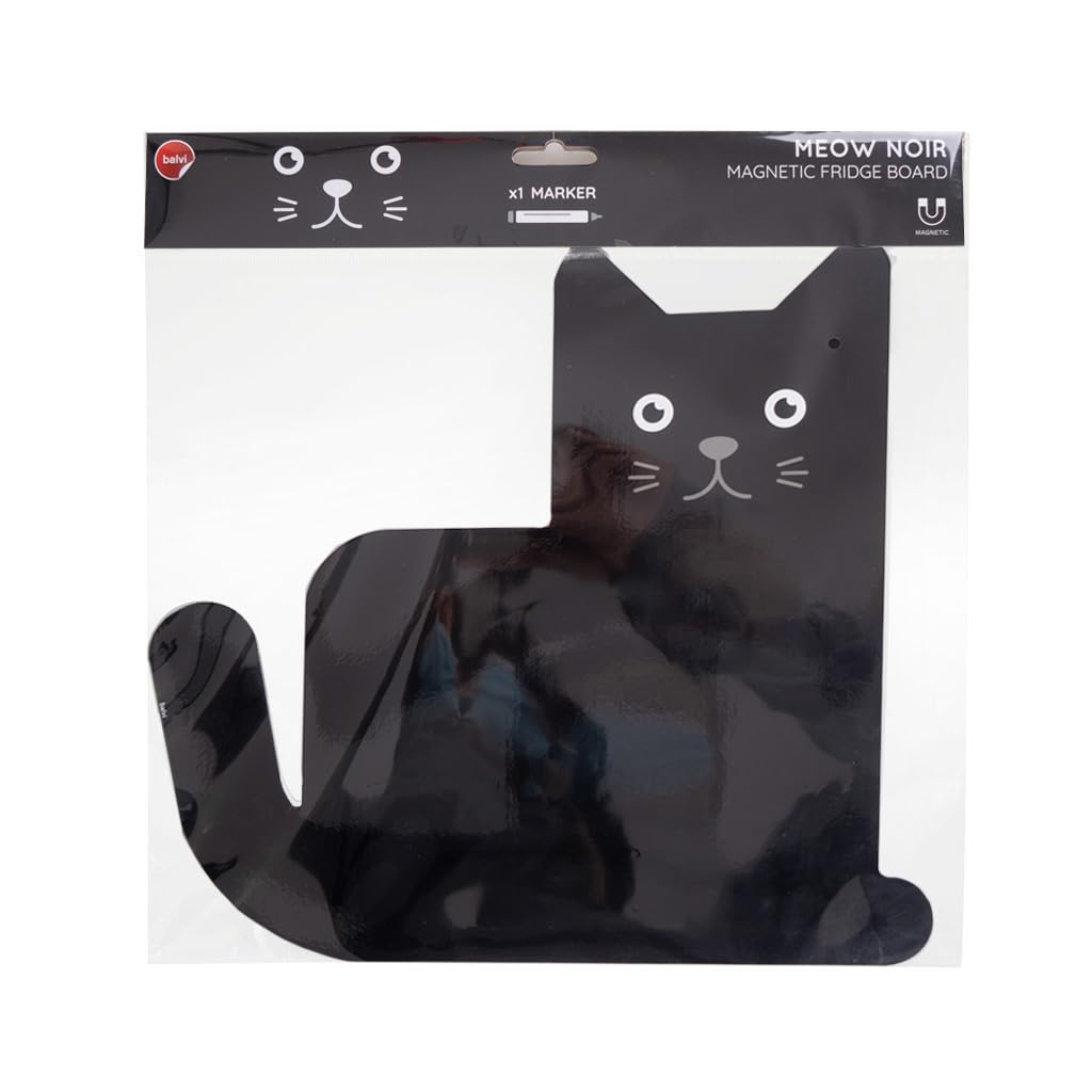 Balvi Magnetic Fridge Board Meowl Black - The Little Green Bag