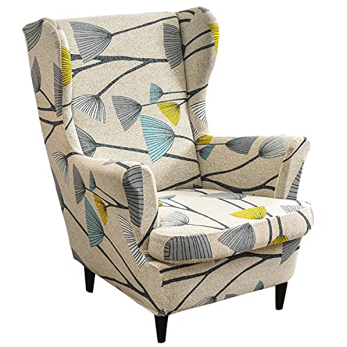 CRIUSJA Stretch Wingback Chair Cover for IKEA Strandmon Armchair, Couch Cover for Living Room, Armchair Sofa Slipcover with Cushion Cover (36)