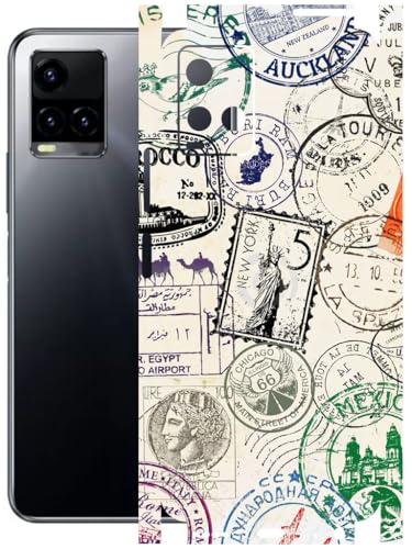 Image of AtOdds - Full Body Back Screen Guard Protector Film - Lamination Wrap Skin Sticker Compatible with VIVO Y33T | Scratchproof Matte Finish (Stamps)