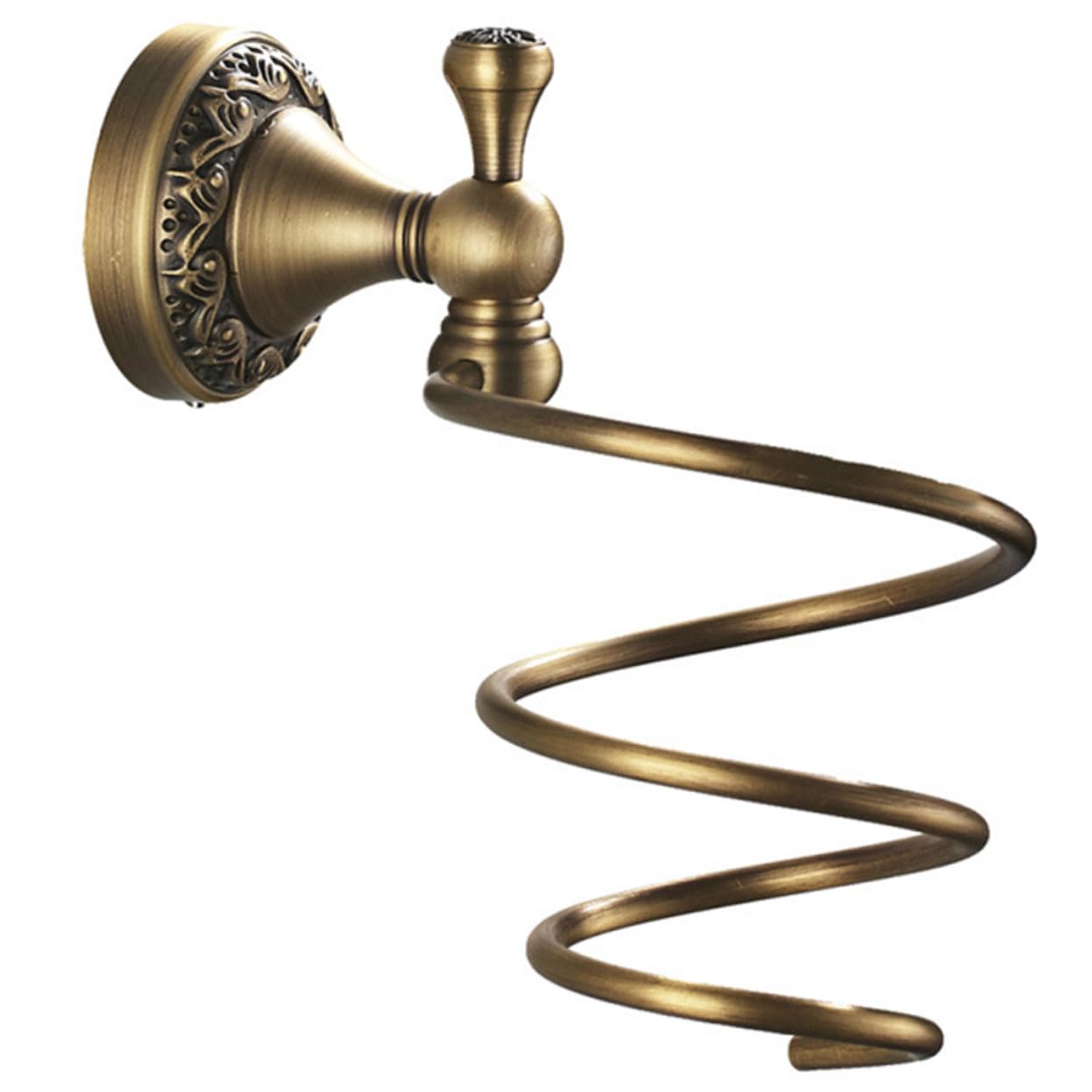Soporte para Secador de Pelo en Espiral de Pared de Cobre Dorado, Fácil de Instalar, Adecuado para Baño y Peluquería