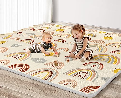 Image of Baby Play Mat for Floor, 0.6'' Thicken 79 X 71 inch Extra Large Baby Floor Playmat, Foldable Foam Play Mat for Babies and Toddlers, Infants, Waterproof Reversible Crawling Mat for Baby Indoor Outdoor
