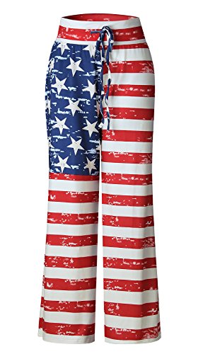 Amiery AM3715 Women'S Pajamas Pants 4Th Of July American Usa Flag High Waisted Wide Leg Palazzo Pants Bottoms Drawstring Trousers  thumb #3