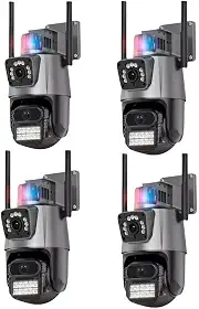 Kit 4 Câmeras de Segurança Wi-Fi Externa ICESS 8MP (2x4MP) 2K, Lente Dupla 360°, Visão Noturna Colorida, Sirene e Áudio Bidirecional