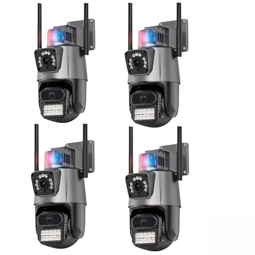 Kit 4 Câmeras de Segurança Wi-Fi Externa ICESS 8MP (2x4MP) 2K, Lente Dupla 360°, Visão Noturna Colorida, Sirene e Áudio Bidirecional