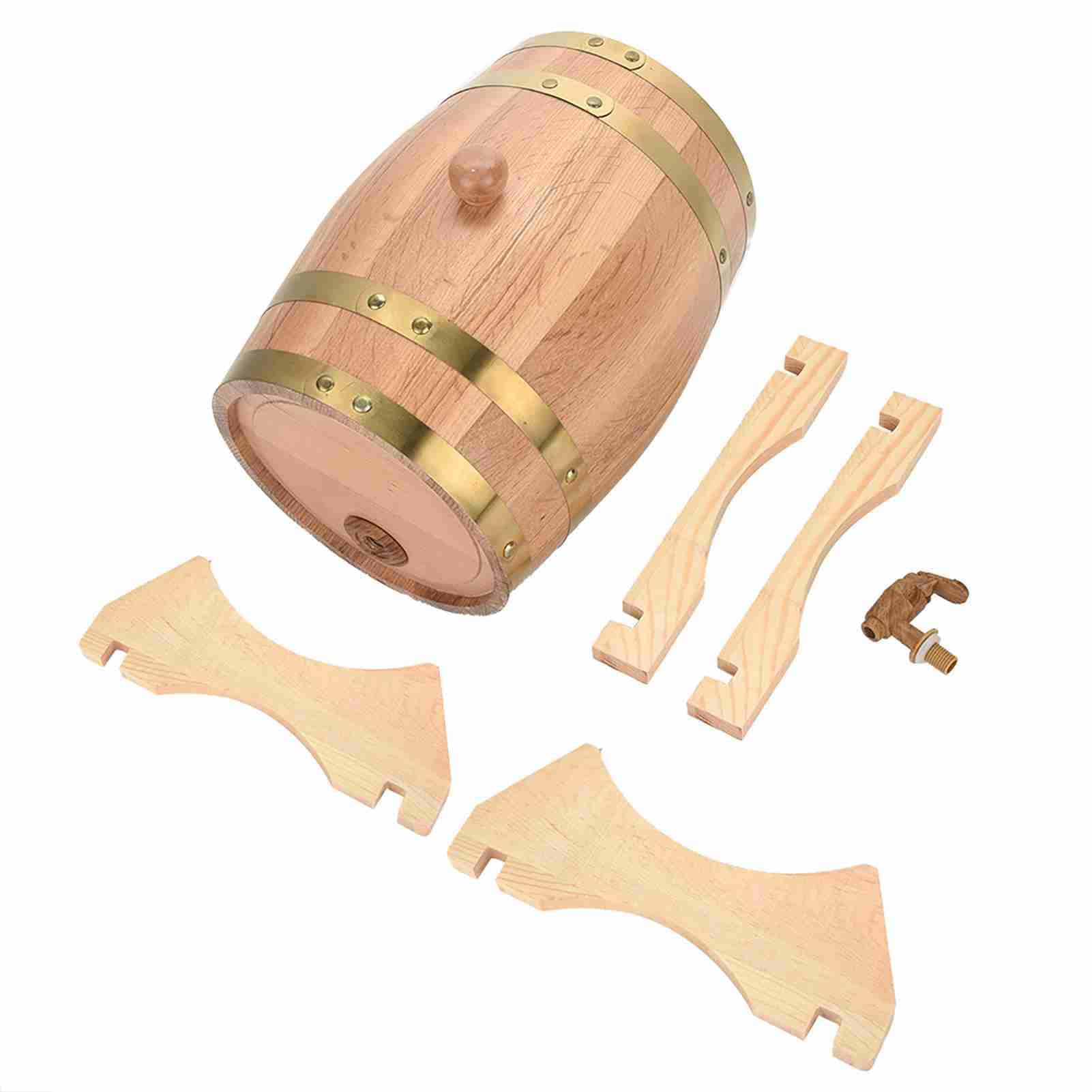 Vino in legno di quercia vintage, rovere artigianale per birra, whisky, rum, porto, capacità 1,5 l 3 l 5 l 10 l con rubinetto e supporto in plastica, testato a pressione per (aceto)