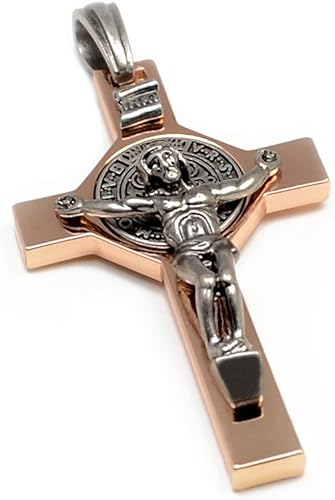 Miniatura 2 de Accents Kingdom Colgante Crucifijo de Rosario de San Benito Crucifijo de Cobre