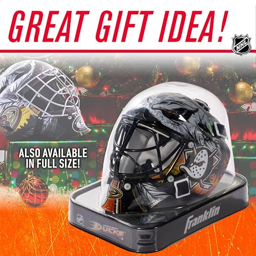 Franklin Sports Anaheim Ducks NHL Mini Hockey Goalie Helmet - Mini NHL Team Goalie Face Masks with Display Case - Perfect Bedroom, Office + Desk Accessory for Hockey Fans - 5\" x 4.5\" x 4\" Inches - Thumbnail 3