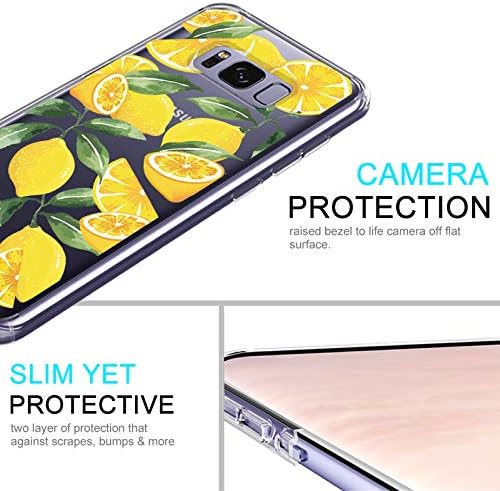 MOSNOVO Galaxy S8 Case, Lemon Fruit Pattern Clear Design Printed Transparent Plastic Back Hard Case with TPU Bumper Protective Case Cover for Samsung Galaxy S8