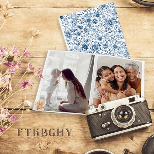 Image of Chinoiserie Floral Photo Album 4x6, Blue and White Flower 18 Pockets Small Picture Memory Book Photo Album Keepsake for Graduation Wedding Anniversary Travel Vacation, Chinoiserie Gifts