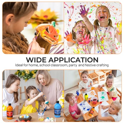 Nicpro 8 Colors Fluorescent Washable Paint Set for Kids (8.45 oz), Glow in the Black Light, Non Toxic Neon Tempera Paints for Art, Craft DIY, Poster & Finger Paint, School, Home, Classroom, Party - Image 7