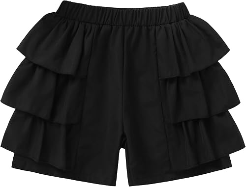 Hilinker Girls Cute Pleated Skort Shorts Bow Knot Elastic Waist Summer Shorts Bl