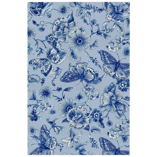 Tableau decoration murale salon style nature avec peinture fleur moderne bleu