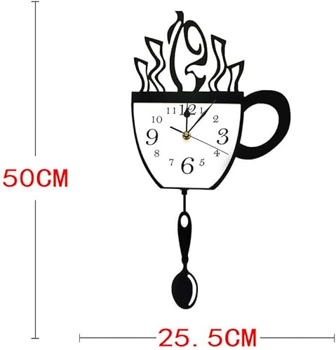 Miniatura 2 de Reloj de pared moderno de cocina con cuchara oscilante y péndulo de taza de café, regalo para bebedor de café