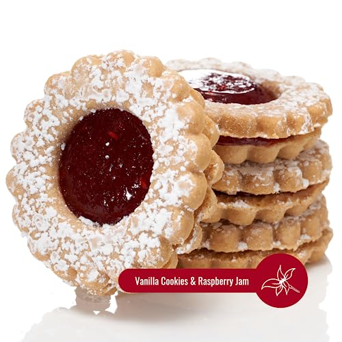 My Dad's Cookies Gluten Free Raspberry Linzer Tart Jam Filled Sandwich Cookie With Powdered Sugar - Dairy Free, Kosher, Nut Free, Italian Cookies - Baked Fresh - 6Oz (3 Pack Cookie Boxes With Window) #TOP7