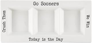 47th & Main Football Themed Ceramic Serveware, Condiment Platter, Sooners