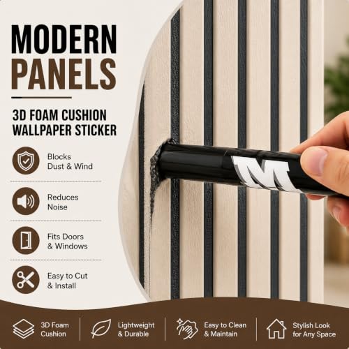 Image of Self Adhesive 3D Wooden Fluted Foam Wall Panel Roll 2.78M x 16CM x 1.5CM, Waterproof Peel Stick Wall Cladding for Living Room, Bedroom, TV Background Office Cover.
