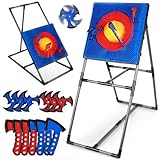 Axe Throwing Game for Backyard, Axe Throwing Target Set Games with 6 Throwing Axes & 6 Dart Bristle Target, Outdoor Indoor Yard Game for Youth Kids Activity Carnival Games for Age 3-12