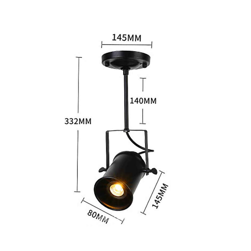 KKXXYQFC Reflektory Przemysłowa wisząca Matowa czerń, regulowane oświetlenie szynowe sufitowa 5W Led z kutego żelaza Retro wisząca do montażu podtynkowego, 2-lampy