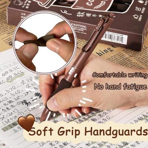 Image of Coffee Blue Gel Pen Set of 5 Soft Grip Retractable Aesthetic Kawaii Japanese Cute Gel Pens Fancy Cool Best Stationery Gel Pens for School Office Writing