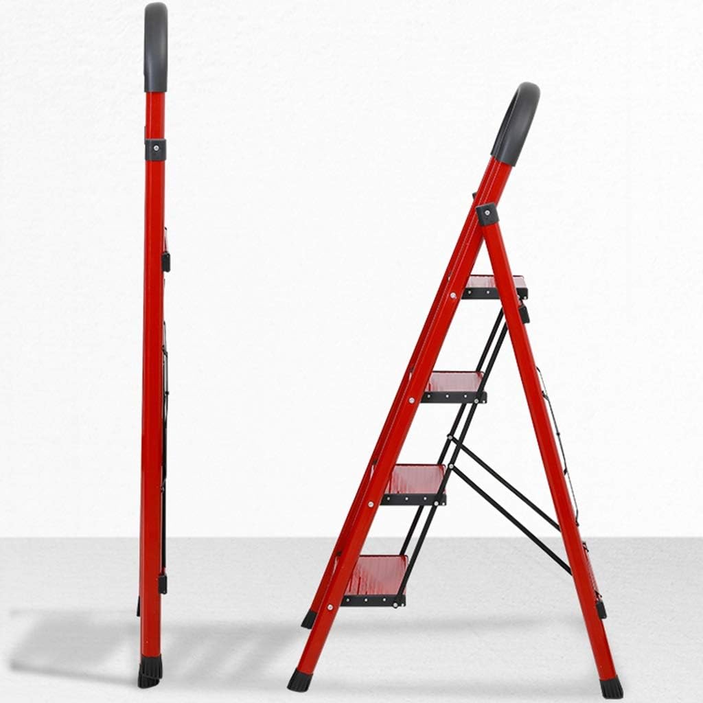 Step Stool Kitchen Ladder, Folding Outdoor Ladder Portable Multi-Function Ladder Four Step Ladder Metal Ladder Household Ladder/54.5 X 95 X 160Cm