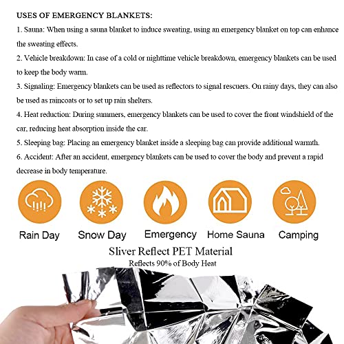 Surnuo 60PC Thermal Foil for Sauna Blanket Linner, Far Infrared Therapy for Sauna, Survival