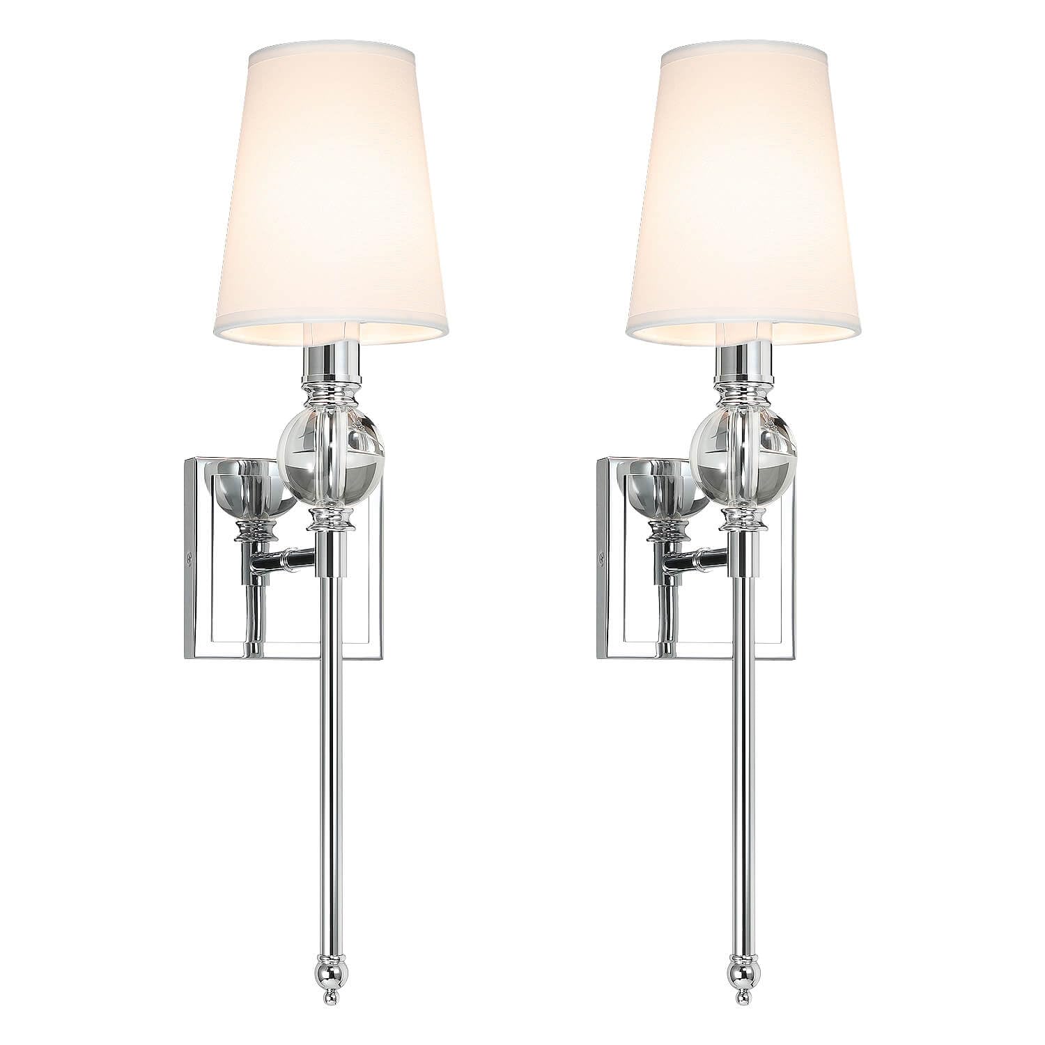 XiNBEi Lighting Wall Lights Set of 2 Modern Chrome Sconce Fabric Shade