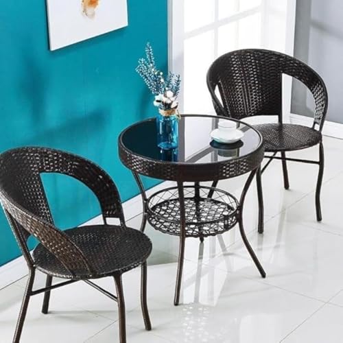 Image of Furniture D-12 Wicker Patio Furniture Sets for Garden Balcony Outdoor Coffee 2Chair with 1Table Set|Cushion|Powder Coated|UV Protected |Conversation Set(Black)