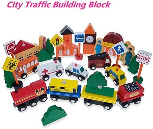 Wooden Cars Mini Vehicle Toy Set Wooden Toy Train Collection for Toddler Boys