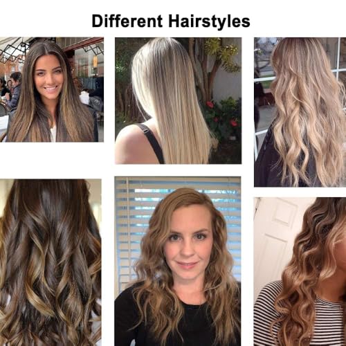 Image of 2 in1 Hair Curler Straighter Rotating Iron, Curling Iron Wand for Hair Curling and Straighting, Dry and Wet Styling Tool, Travel for Girls Women (Silver)
