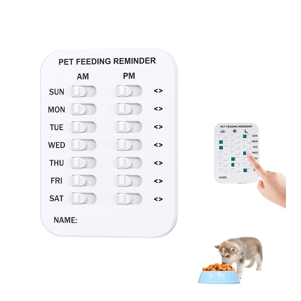 Pet Feeding Reminder, Cat And Dog Feeding Reminder Board, Indication Chart With Magnetic Reminder Sticker, Feed Your Puppy Dogs Cats for Prevent Overfeeding & Obesity (A)
