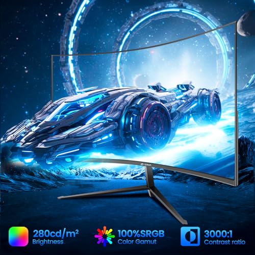 Gaming Monitor da 27 Pollici 100Hz, Monitor per PC curvo Full HD 1080P 1500R Monitor per computer senza cornice con FreeSync e Tecnologia di Cura degli occhi, Supporta VESA - Monitor - Immagine 2