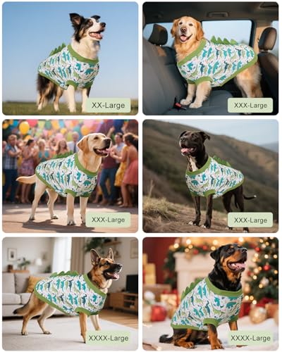 Image of CuteBone Dinosaur Costume Dog Shirt, Stretchy Velvet T-Shirt Clothes for Large Dogs, Soft & Breathable Pet Tee Outfit Pitbull Apparel for Daily Wear, Cozy Pullover Design Big Dog Fashion COSBX03-4XL