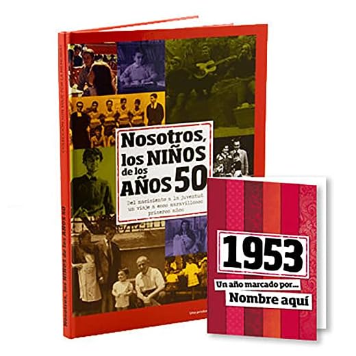Calledelregalo 1953 Libro 'Nosotros, los niños de los años 50' con tarjeta de 1953 personalizada