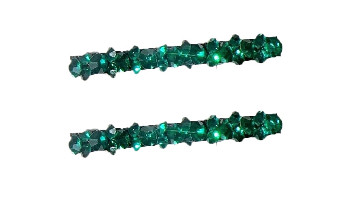 2Pcs Green Shiny Rhinestone Diamond Hair Barrette Clip, Hair Pin, Bobby Pins Duckbill Alligator Clip, Hairpins for Women Bridal Wedding Hair Accessories