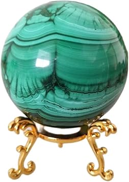 Natural Green Malachite Jasper Crystal Sphere Balls Healing Gemstone Crystal Stones for Massage Divination Chakra Balancing Home Decoration,6070mm