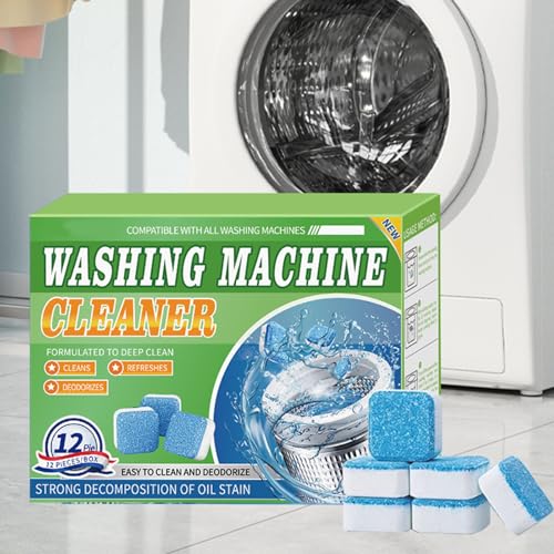 Washing Machine Cleaner Descaler,Washing Machine Fresh Tablets,Washer Deep Cleaning Tablets,Washing Machine Unblocker,Removes Odor,Grime & Build-Up,Septic Safe,Eco-Friendly 12PC - Image 3