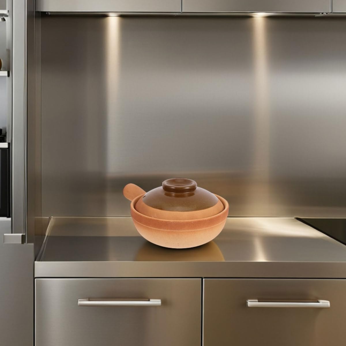 Pentola di Terracotta Asiatica da Cucina 600 Ml Coperchio, Vaso per Zuppa Coreana e Cottura del Riso, Portatile e Riscaldamento Uniforme per Casa e Viaggio