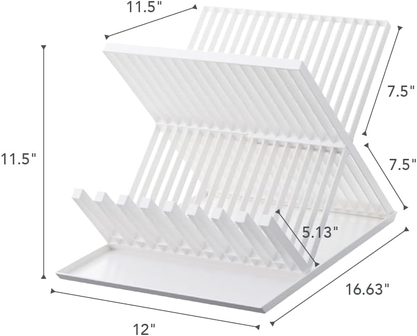 YAMAZAKI home 2607 Dish Drainer-Drying Rack for Kitchen Counters, One Size, White
