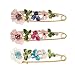 Tpocean 3 Pieces Crystal Flower Safety Decorative Pins Brooch Clip Clasp Pin for Clothing Scarves Shawl Buttons